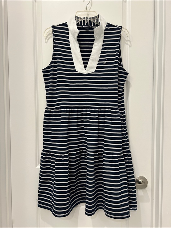 Nautica Dresses & Skirts - Nautica Navy and White Striped Sleeveless V-Neck Dress